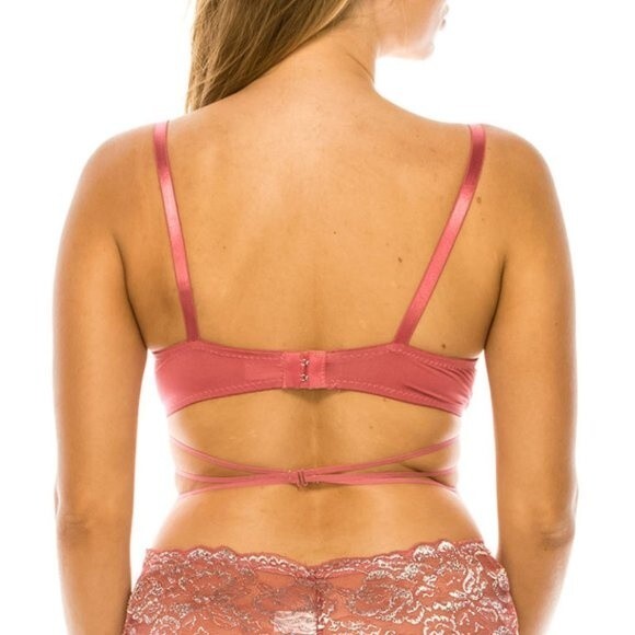 Youmita 40C Mauvewood Metallic Lace Bra & XL Coordinating Boyshort NWT - Picture 15 of 15